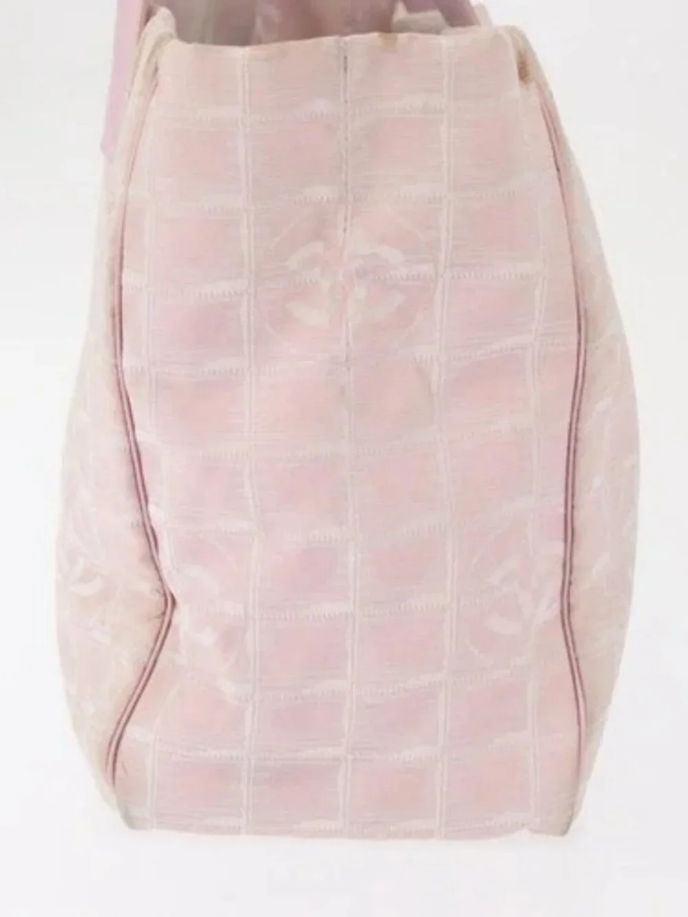 CHANEL New Travel line Tote Bag Nylon Pink Gold CC Auth BA9530